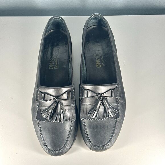 Salvatore Ferragamo Tassel Loafers Dress Shoes Mens 10 D Black Made in Italy main image 13